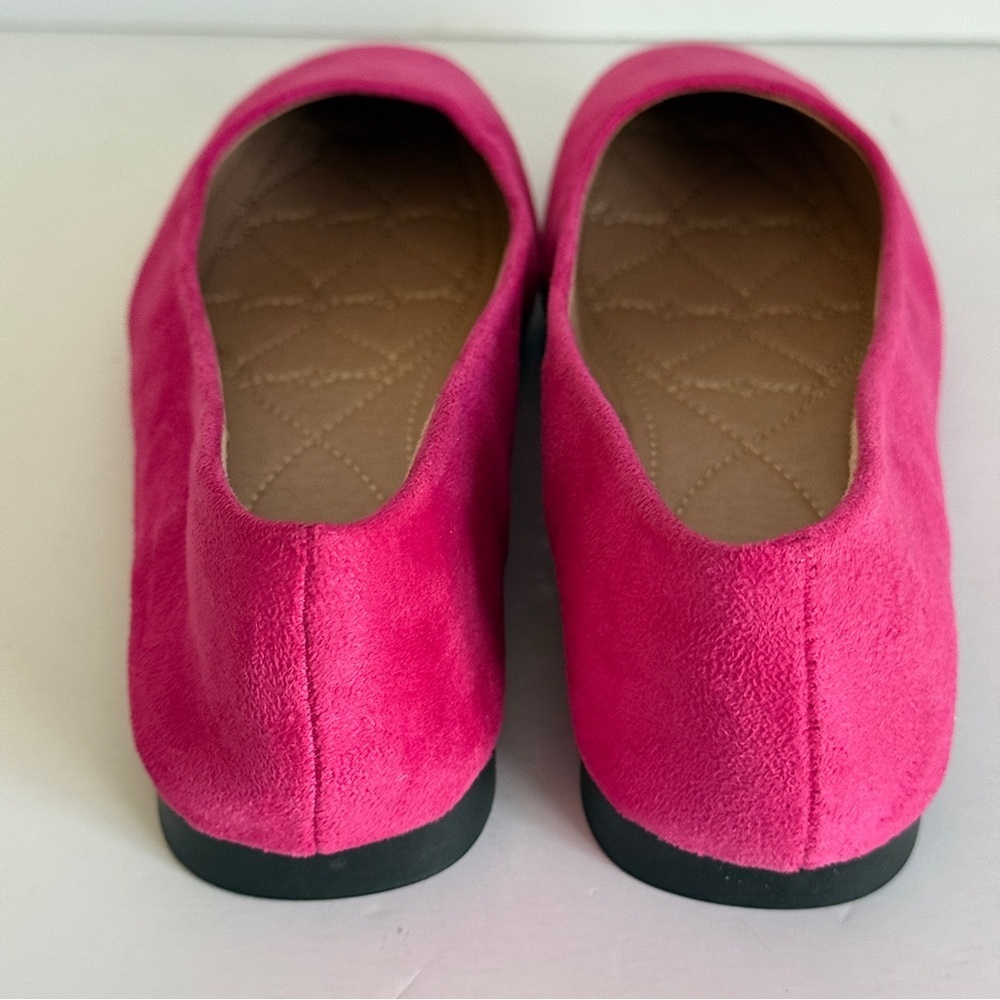 Ximuyuan Women's Pink Square Toe Faux Suede Women's Ballet Flats Size 7 - Picture 5 of 8